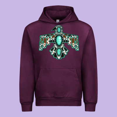 Cowhide Turquoise Thunderbird Urban Hoodie Designed By Jasminsmagicworld