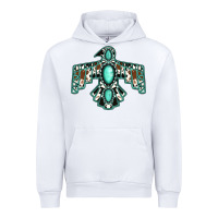 White cowhide turquoise thunderbird Urban Hoodie - Jasminsmagicworld