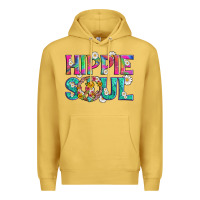 Antique Gold hippie soul with tie dye and flowers Premium Hoodie - Artiststas