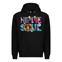 Black hippie soul with tie dye and flowers Premium Hoodie - Artiststas