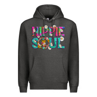 Charcoal Heather hippie soul with tie dye and flowers Premium Hoodie - Artiststas