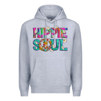 Heather Grey hippie soul with tie dye and flowers Premium Hoodie - Artiststas