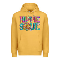 Mustard hippie soul with tie dye and flowers Premium Hoodie - Artiststas