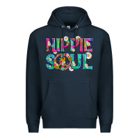 Navy hippie soul with tie dye and flowers Premium Hoodie - Artiststas