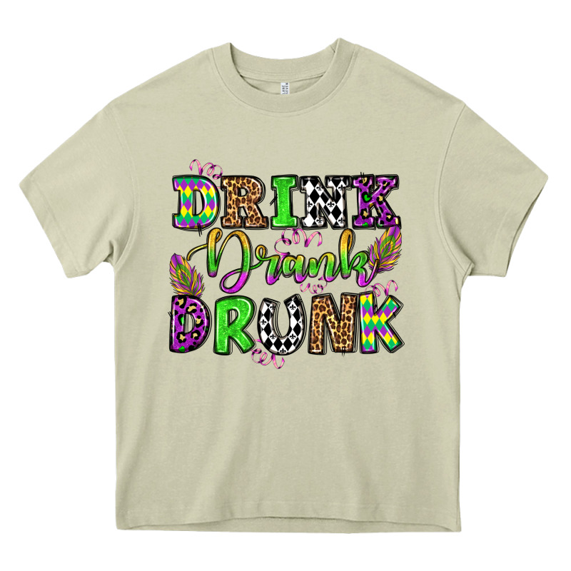 Drink Drank Drunk Mardi Gras Olivia Heavy Core Tee by OliviaCreatesArt | Teevron
