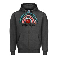 Charcoal Heather second grade rainbow Zipper Hoodie - RanaPortraitStore