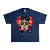 Navy sugar skull Urban Heavy Tee - BundleAndBundleShop