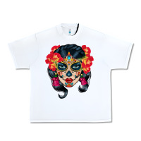 White sugar skull Urban Heavy Tee - BundleAndBundleShop