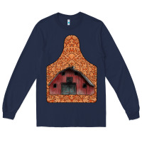 Navy Barn Earning Long Sleeve Tee - CowhideDigitalArt