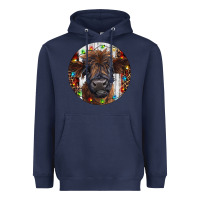 Navy Western Christmas Calf Heavyweight Hoodie - RanaPortraitStore