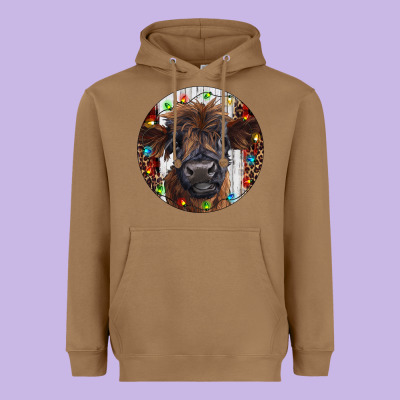 Western Christmas Calf Heavyweight Hoodie Designed By Ranaportraitstore
