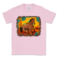 Bubblegum Pink horse with sunflowers turquoise gemstone western sunset leopard backgr Classic Tee - Artiststas