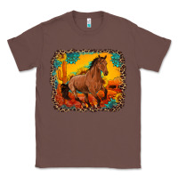 Chestnut horse with sunflowers turquoise gemstone western sunset leopard backgr Classic Tee - Artiststas