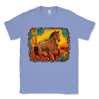 Colony Blue horse with sunflowers turquoise gemstone western sunset leopard backgr Classic Tee - Artiststas