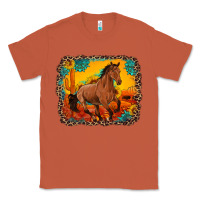 Copper horse with sunflowers turquoise gemstone western sunset leopard backgr Classic Tee - Artiststas