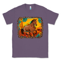 Lavender horse with sunflowers turquoise gemstone western sunset leopard backgr Classic Tee - Artiststas