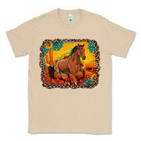 Mushroom horse with sunflowers turquoise gemstone western sunset leopard backgr Classic Tee - Artiststas