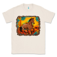 Natural horse with sunflowers turquoise gemstone western sunset leopard backgr Classic Tee - Artiststas