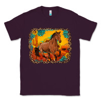 Plum horse with sunflowers turquoise gemstone western sunset leopard backgr Classic Tee - Artiststas
