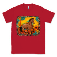 Red horse with sunflowers turquoise gemstone western sunset leopard backgr Classic Tee - Artiststas