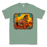 Sage horse with sunflowers turquoise gemstone western sunset leopard backgr Classic Tee - Artiststas