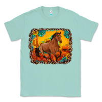 Seafoam horse with sunflowers turquoise gemstone western sunset leopard backgr Classic Tee - Artiststas