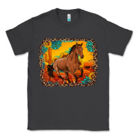 Smoke horse with sunflowers turquoise gemstone western sunset leopard backgr Classic Tee - Artiststas