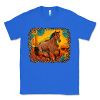 True Royal horse with sunflowers turquoise gemstone western sunset leopard backgr Classic Tee - Artiststas
