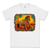 White horse with sunflowers turquoise gemstone western sunset leopard backgr Classic Tee - Artiststas
