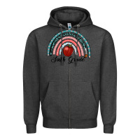 Charcoal Heather sixth grade rainbow Zipper Hoodie - RanaPortraitStore