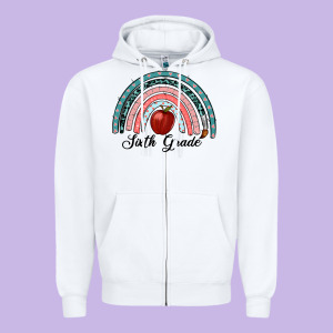 Sixth Grade Rainbow Zipper Hoodie Designed By Ranaportraitstore