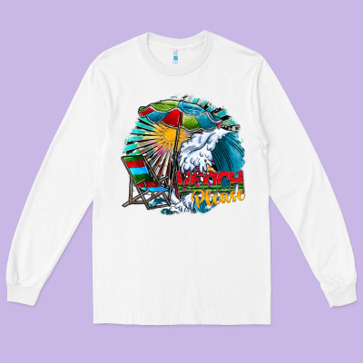 Beach Please Long Sleeve Tee Designed By Cowhidedigitalart