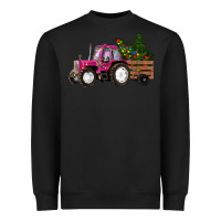 Black Pink Christmas Farm Tractor Heavyweight Sweatshirt - RanaPortraitStore