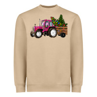 Mushroom Pink Christmas Farm Tractor Heavyweight Sweatshirt - RanaPortraitStore