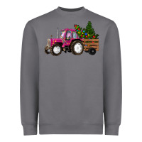 Pink Christmas Farm Tractor Heavyweight Sweatshirt | Teevron