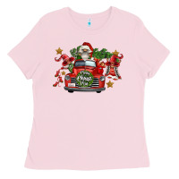 Bubblegum Pink merry christmas truck gnomies Ladies Tee - FaDigitalArtStudio