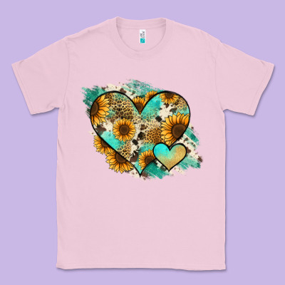 Leopard Sunflower Cowhide Glitter Heart Classic Tee Designed By Jasminsmagicworld