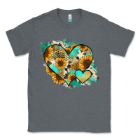 Charcoal Heather Leopard Sunflower Cowhide Glitter Heart Classic Tee - Jasminsmagicworld