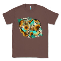 Chestnut Leopard Sunflower Cowhide Glitter Heart Classic Tee - Jasminsmagicworld