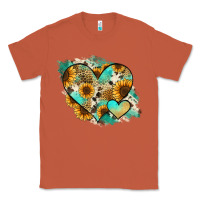Copper Leopard Sunflower Cowhide Glitter Heart Classic Tee - Jasminsmagicworld