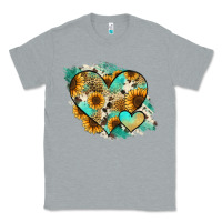 Heather Grey Leopard Sunflower Cowhide Glitter Heart Classic Tee - Jasminsmagicworld