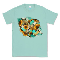Seafoam Leopard Sunflower Cowhide Glitter Heart Classic Tee - Jasminsmagicworld