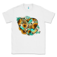 White Leopard Sunflower Cowhide Glitter Heart Classic Tee - Jasminsmagicworld