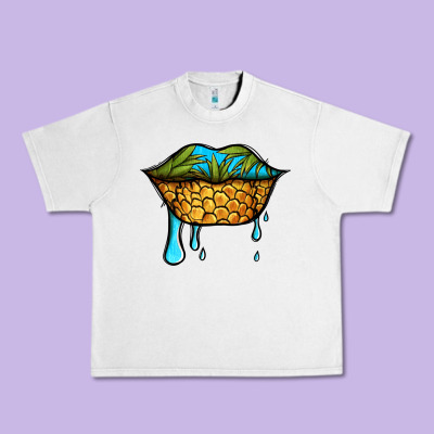 Summer Vibes Pineapple Lips Urban Heavy Tee Designed By Jasminsmagicworld