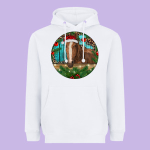 Brown Horse Christmas Heavyweight Hoodie Designed By Ranaportraitstore