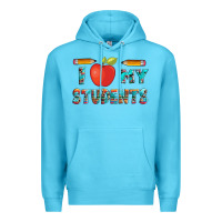Ocean Blue i love my students with pen and Premium Hoodie - Artiststas