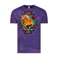 Cloud Purple Aztec Symbol With Horse Vintage Tee - FaDigitalArtStudio