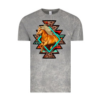 Cloud Rock Aztec Symbol With Horse Vintage Tee - FaDigitalArtStudio