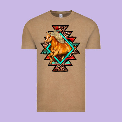 Aztec Symbol With Horse Vintage Tee Designed By Fadigitalartstudio