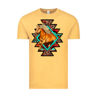 Vintage Mustard Aztec Symbol With Horse Vintage Tee - FaDigitalArtStudio